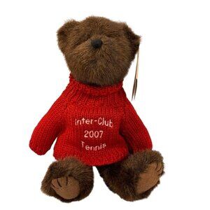 Boyds Inter Club Tennis Bear 9 Inch Red Sweater Brown Plush 2007 Collectible Cut